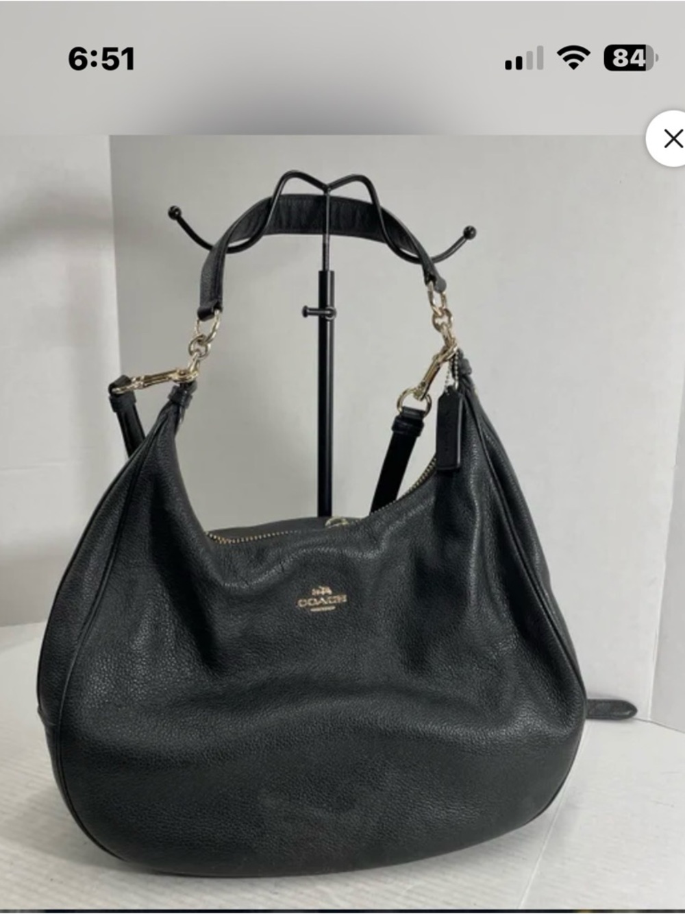 Coach Black Leather Shoulder Bag with Gold Hardware - Picture 11 of 14